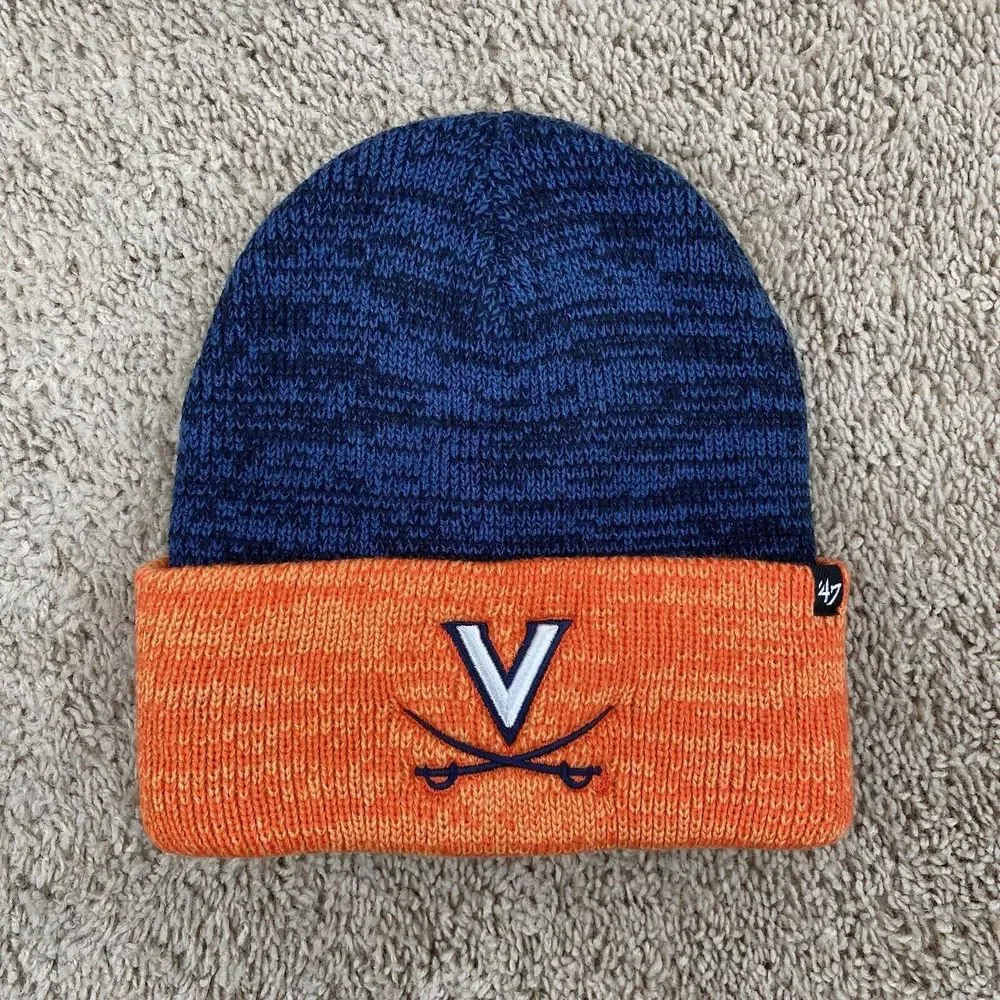 Virginia Cavaliers '47 Beanie 2 Tone Blue Orange Brain Freeze Cuffed Knit‎ Cap